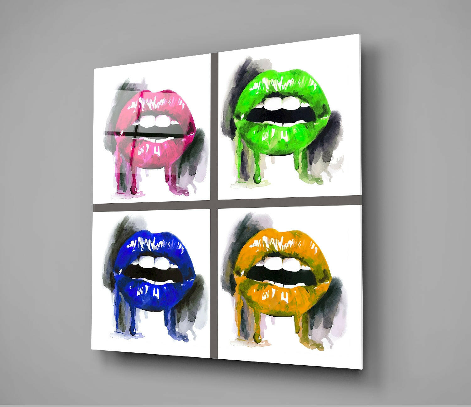 Colored Lips Glass Wall Art.