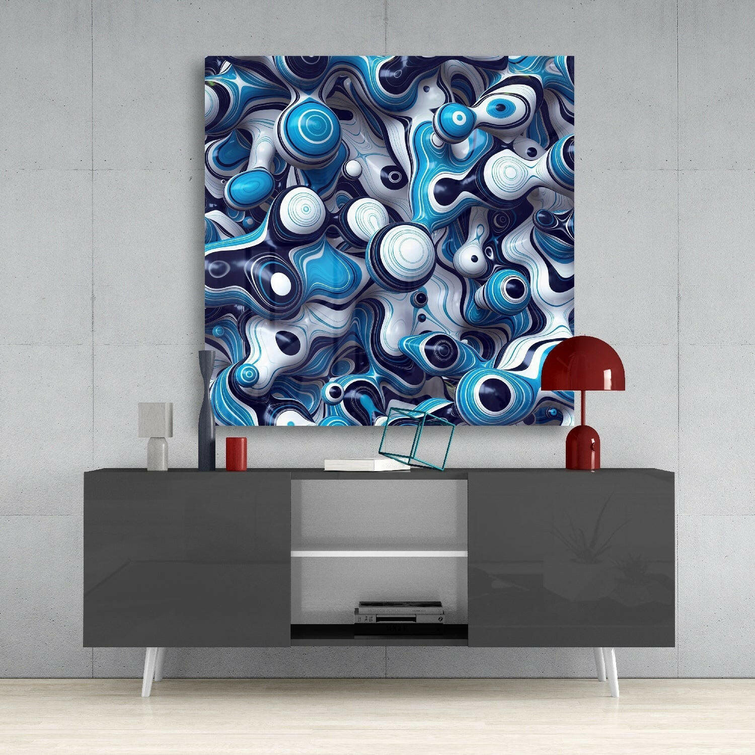 Blue Balls Glass Wall Art.