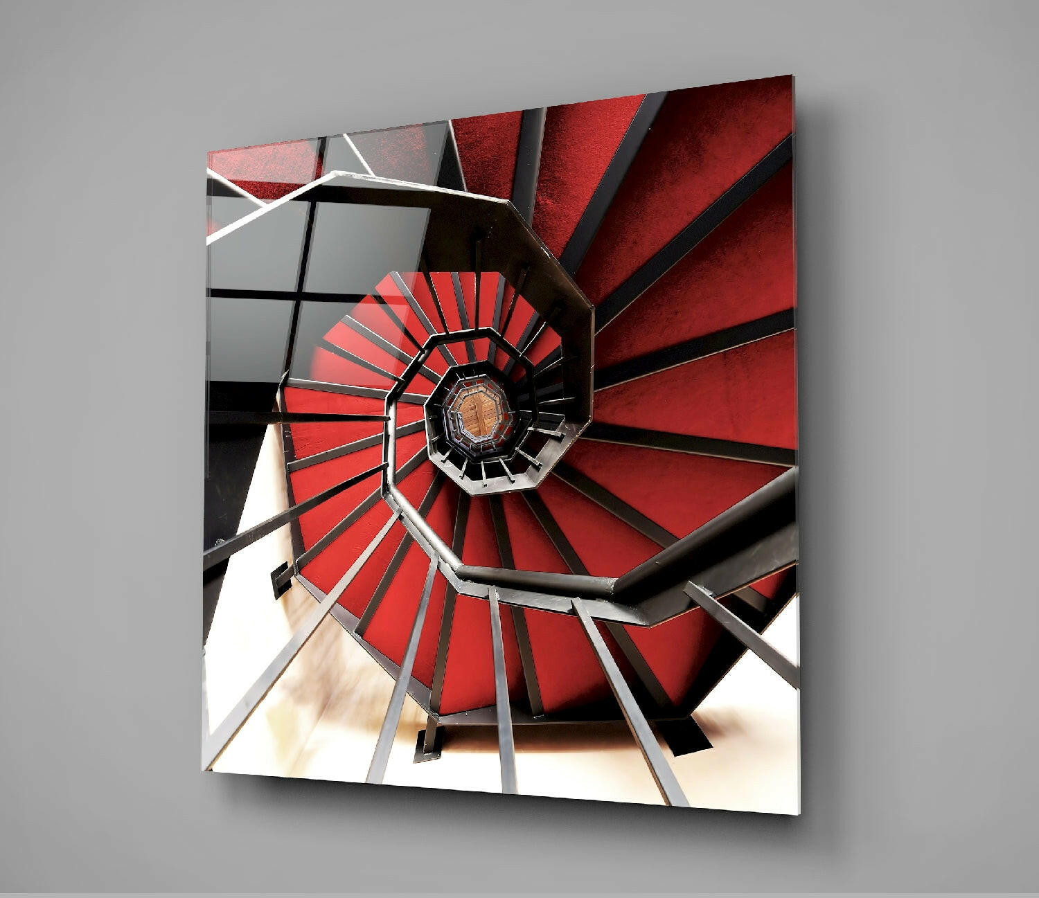 Red Stair Glass Wall Art.
