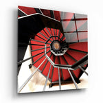 Red Stair Glass Wall Art.