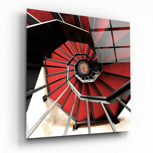 Red Stair Glass Wall Art.