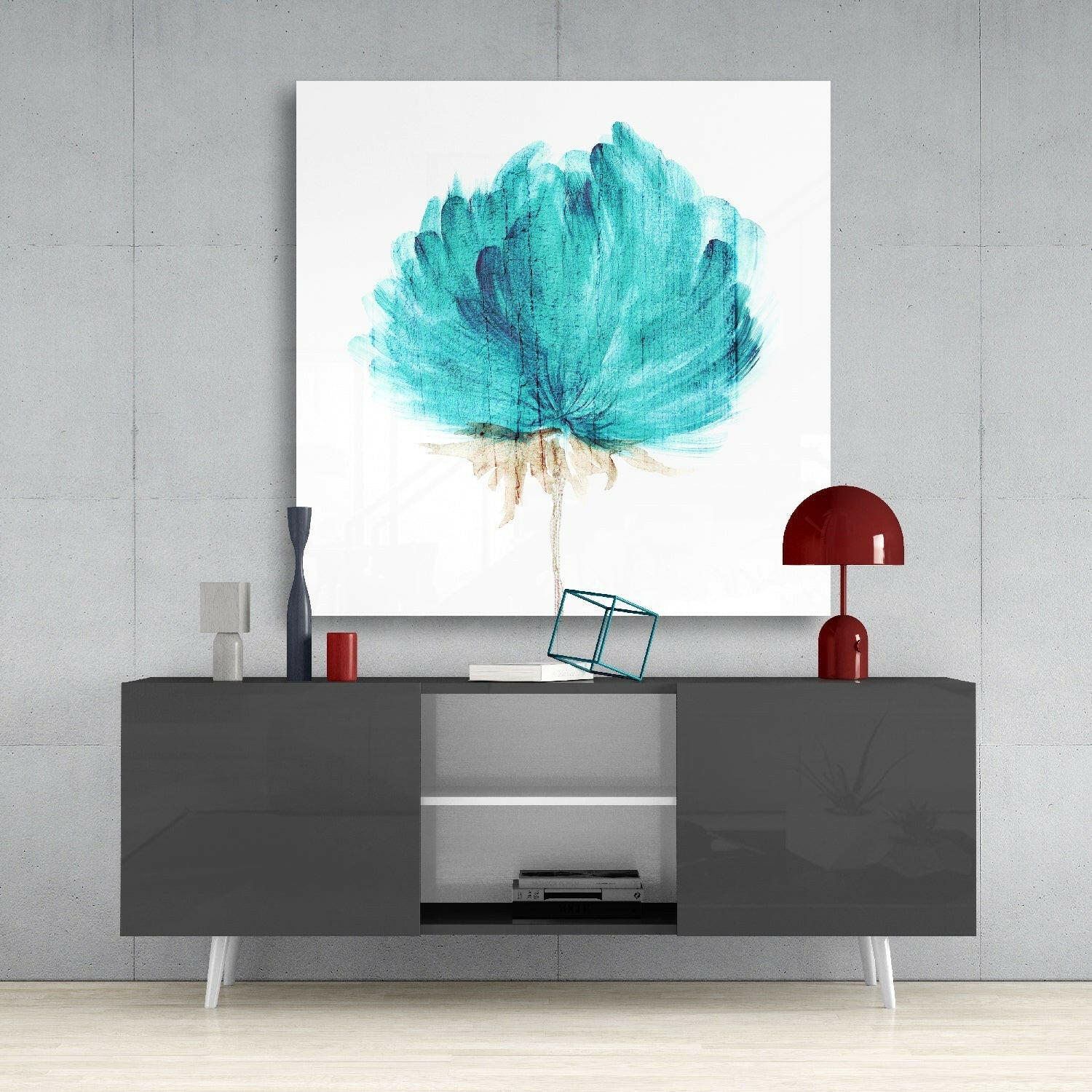 Watercolor Flower Glass Wall Art.