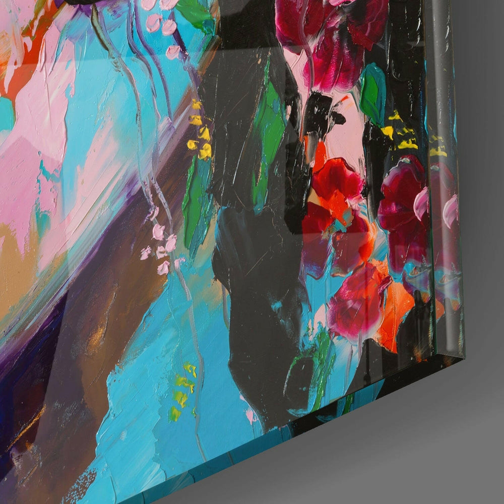 Floral Woman Glass Wall Art.