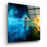 Astronaut in Space Glass Wall Art.