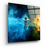 Astronaut in Space Glass Wall Art | Insigne Art Design