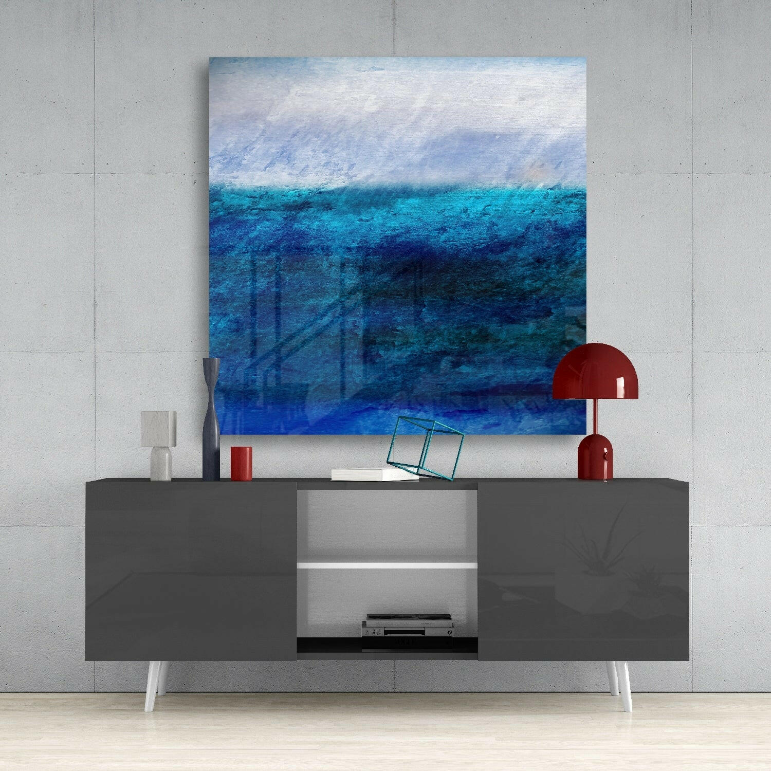 Shades of Blue Glass Wall Art.