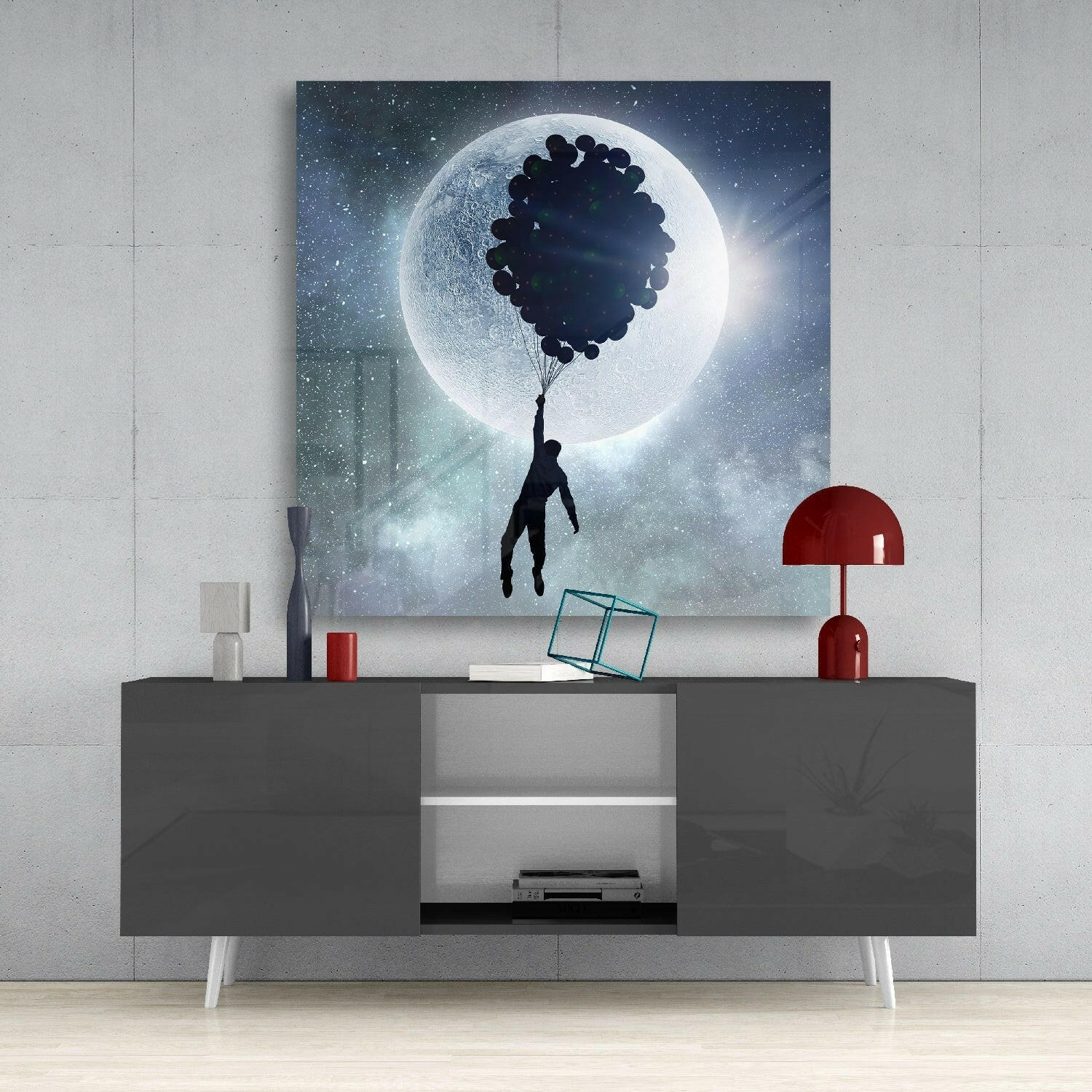 Full Moon Glass Wall Art.