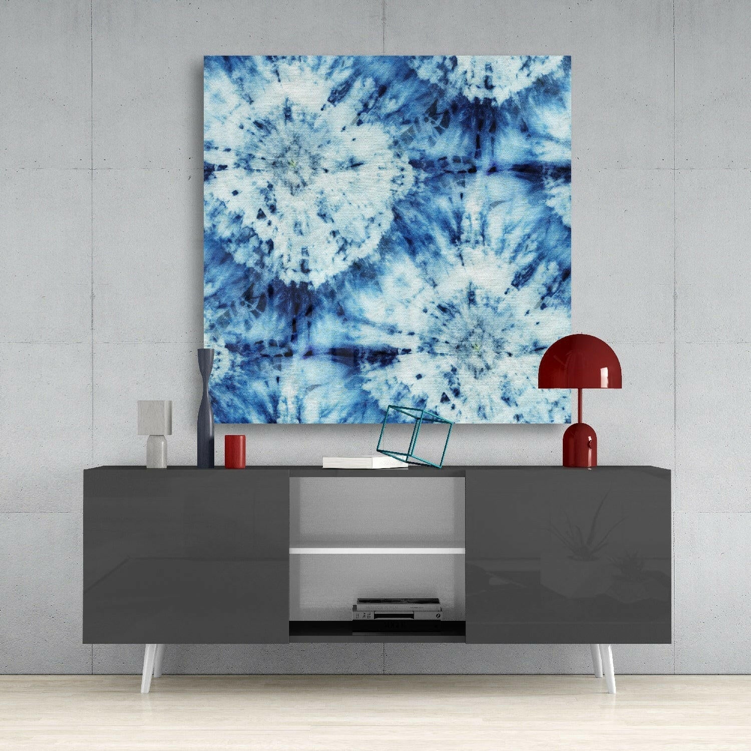Blue Pattern Glass Wall Art.
