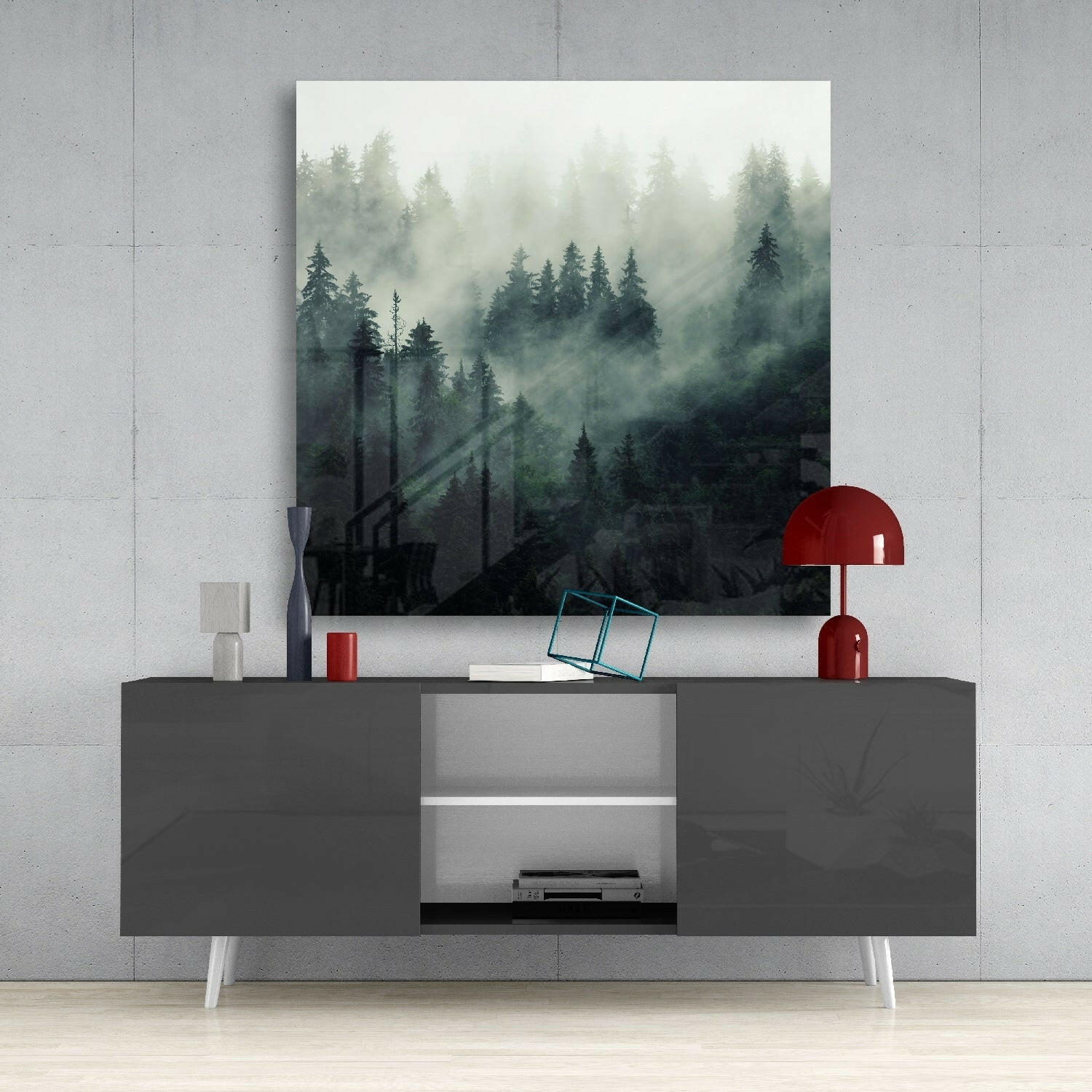 Foggy Forest Glass Wall Art.