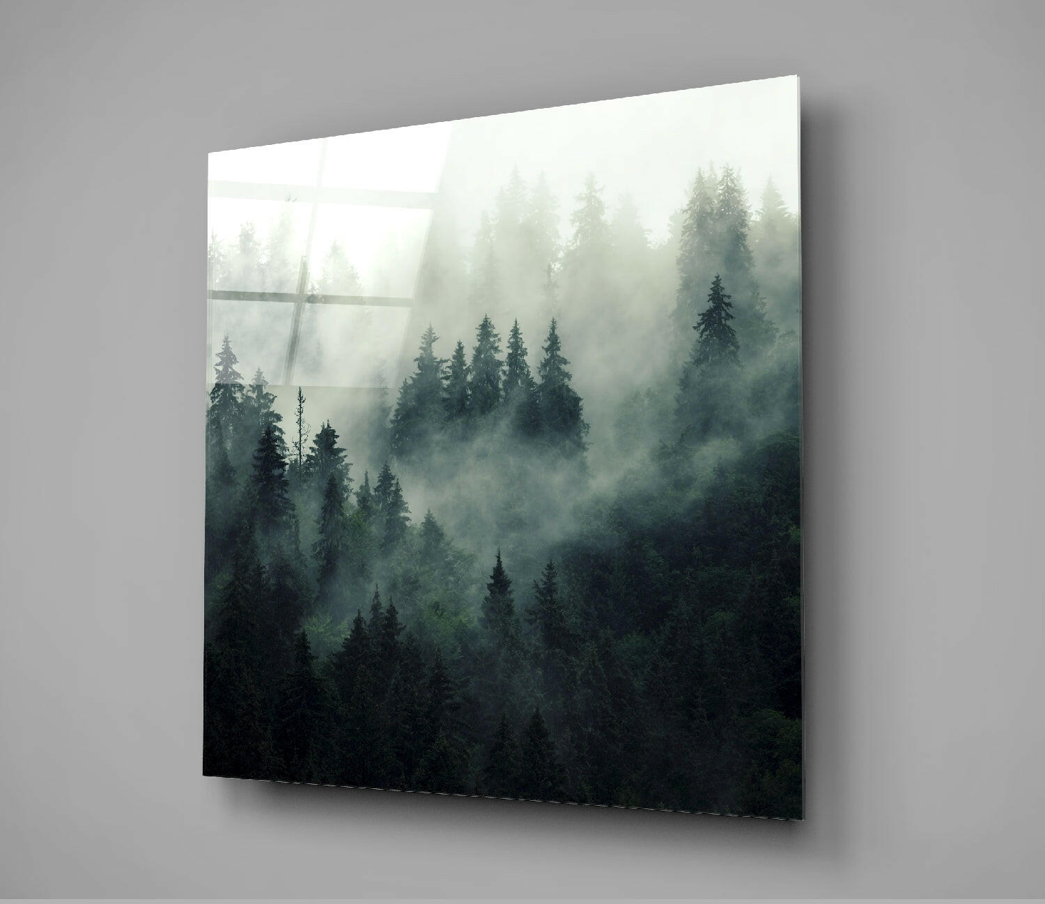 Foggy Forest Glass Wall Art.