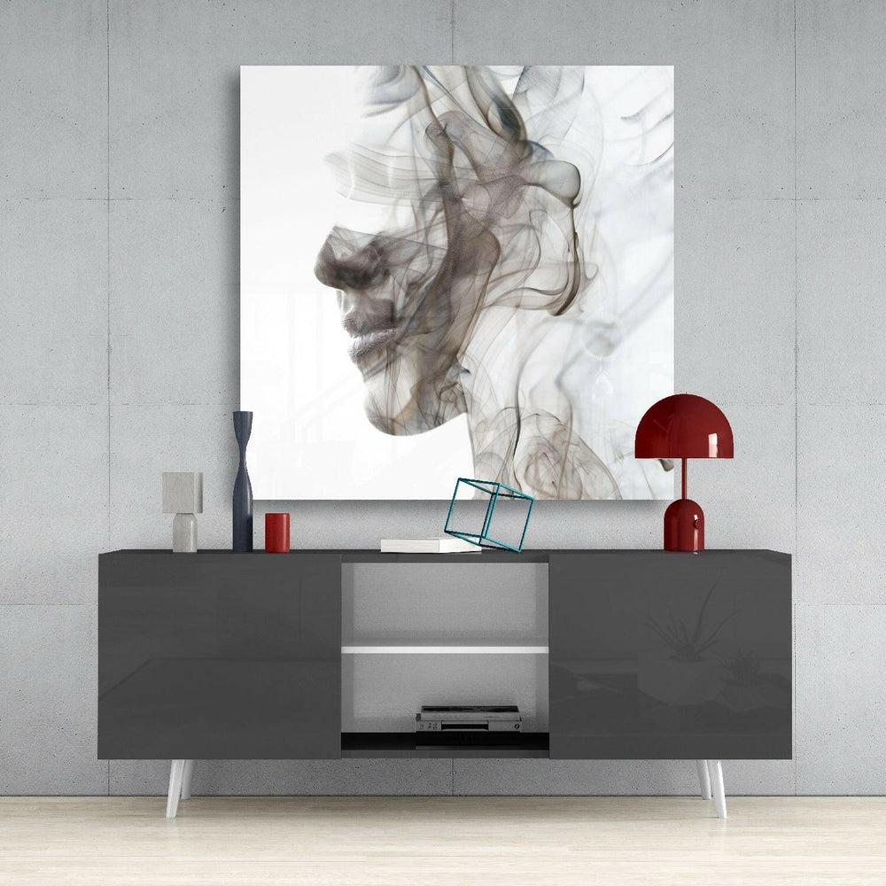 Smoke Face Glass Wall Art.