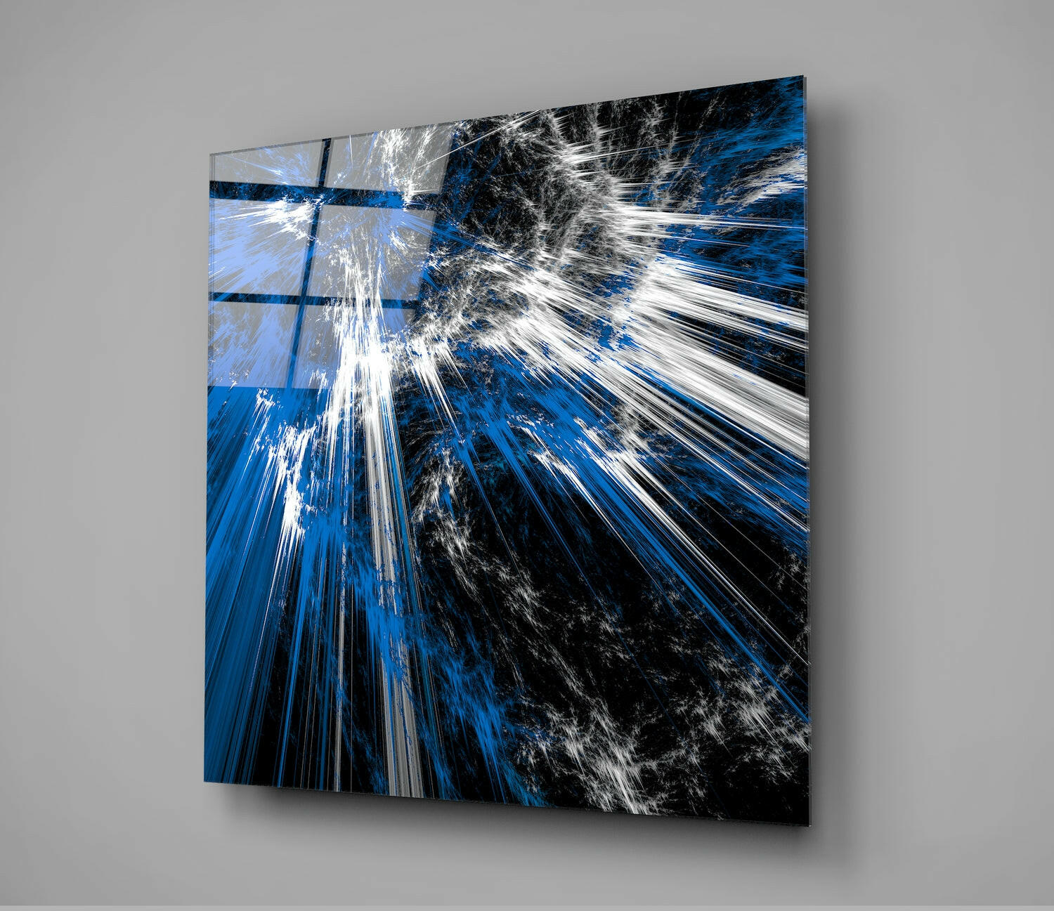Blue Explosion Glass Wall Art | Insigne Art Design.