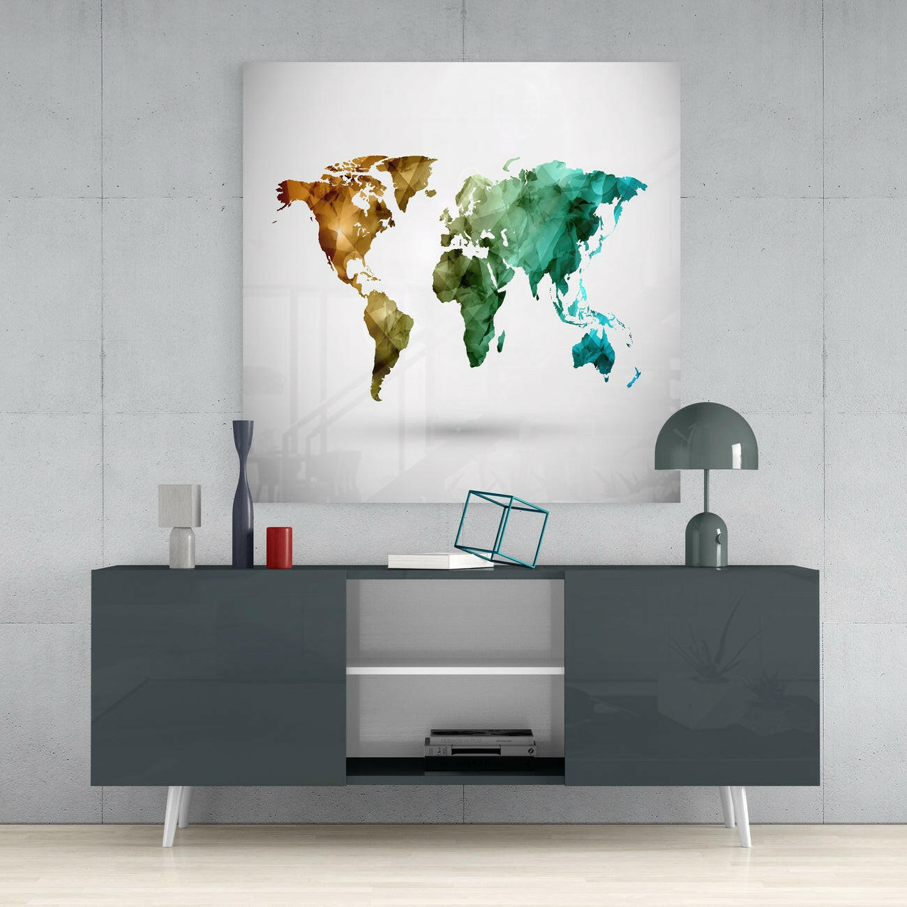 World Map Glass Wall Art | Insigne Art Design.