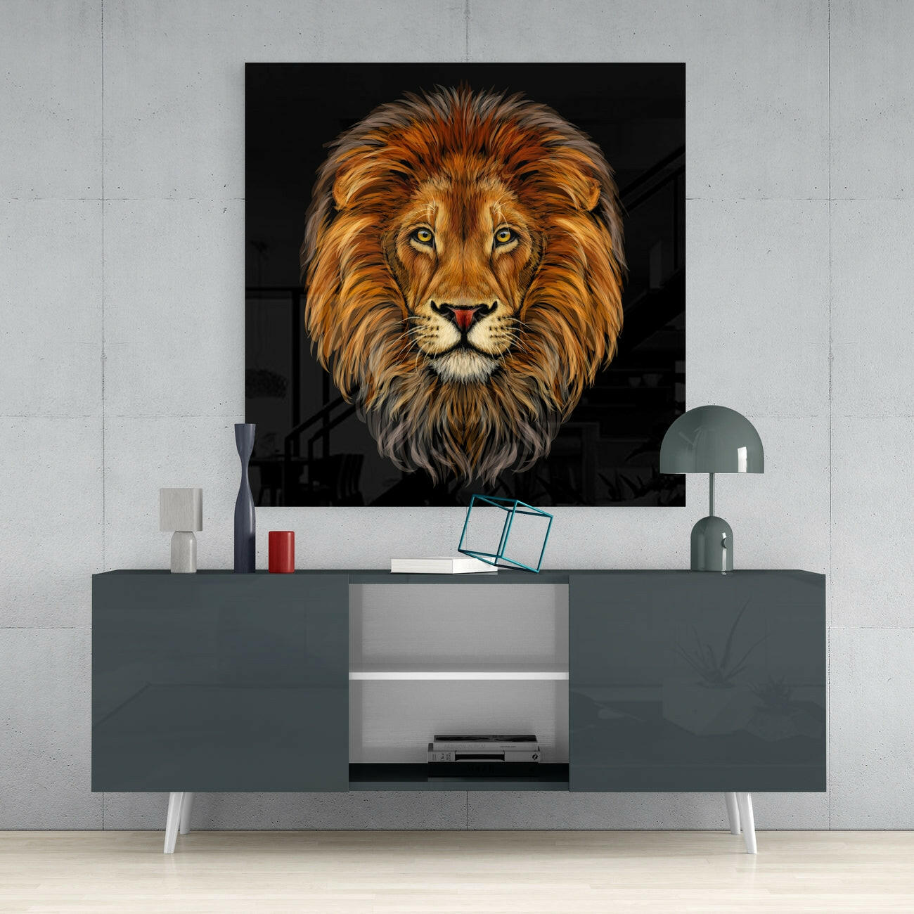 Lion Glass Wall Art | Insigne Art Design.