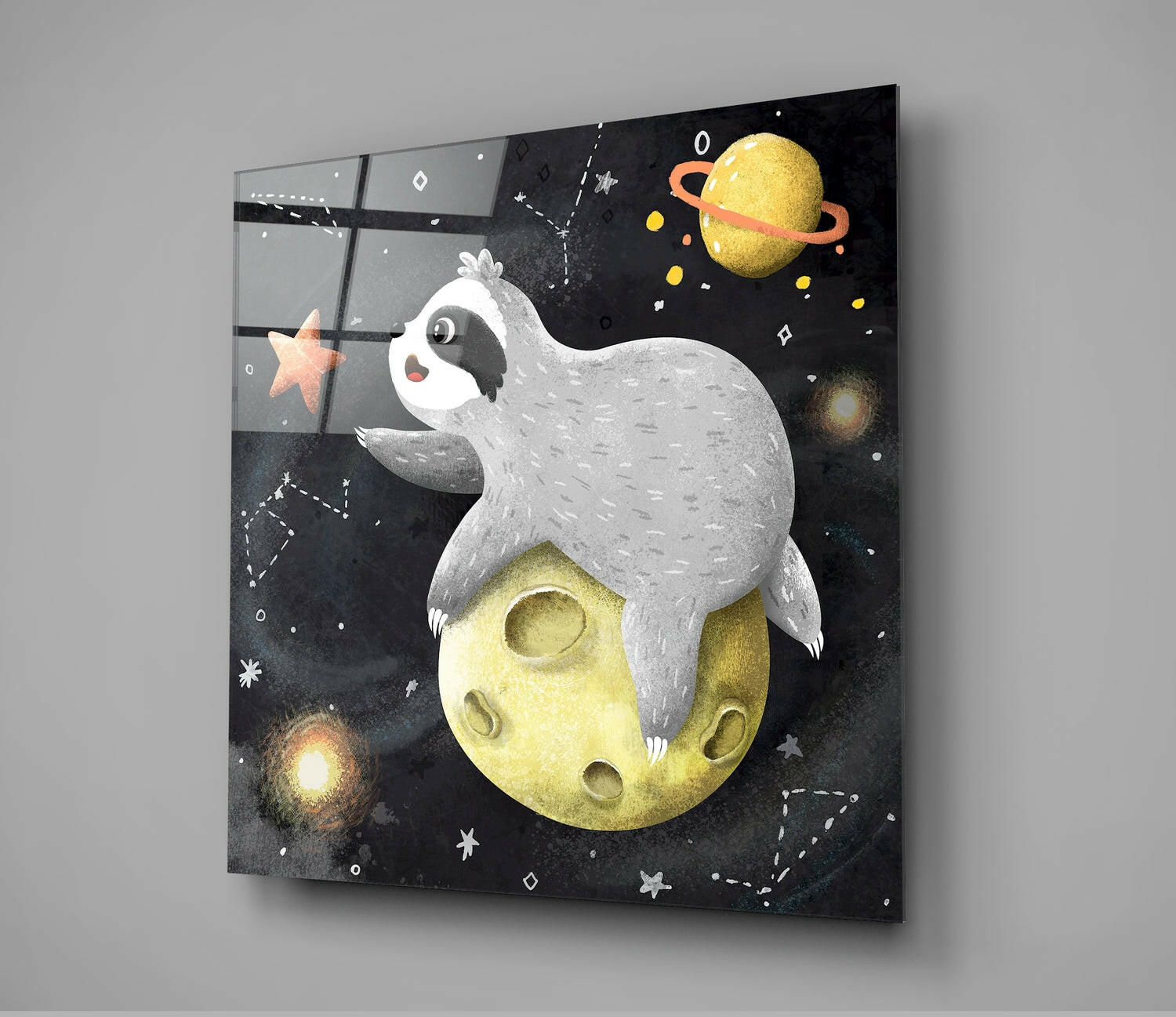 Laziness on the Moon Glass Wall Art | Insigne Art Design.