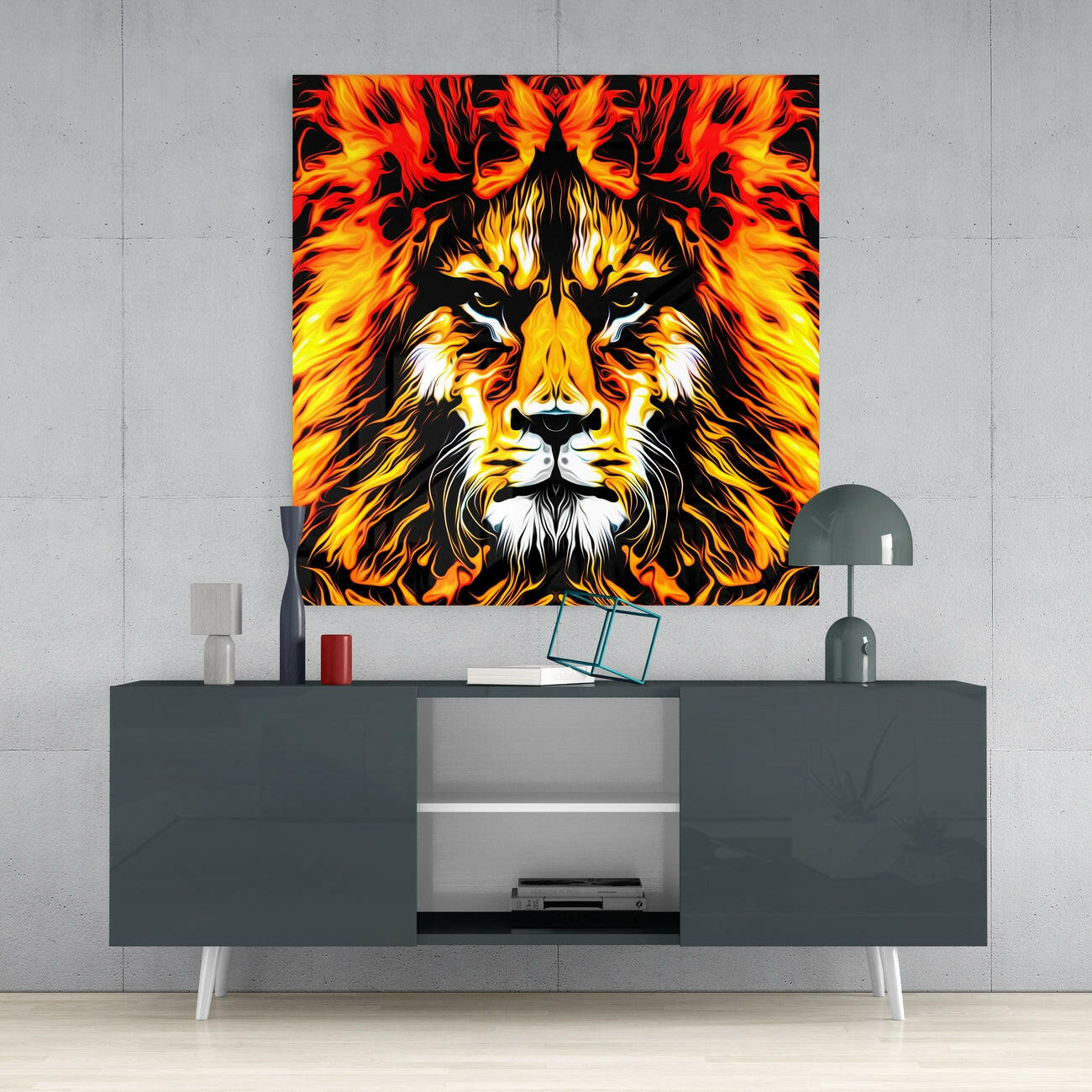 Lion Glass Wall Art | Insigne Art Design.