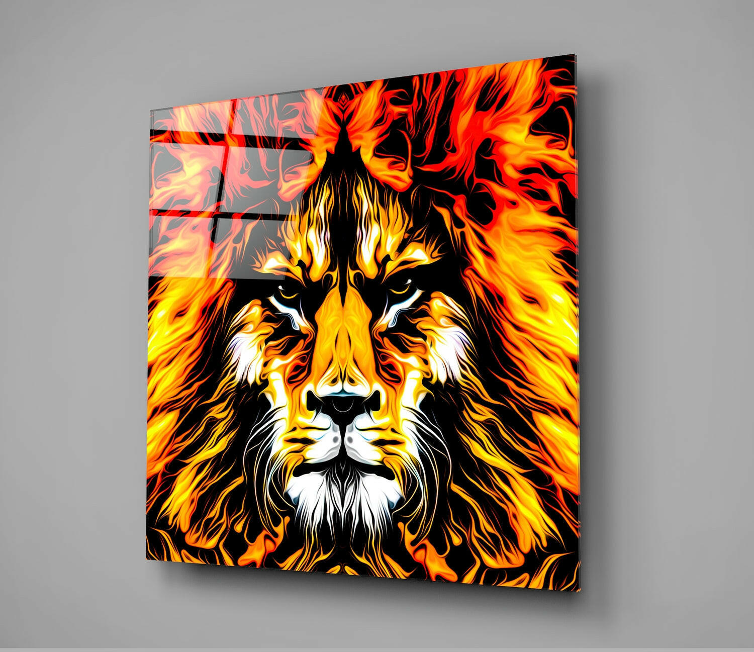 Lion Glass Wall Art | Insigne Art Design.