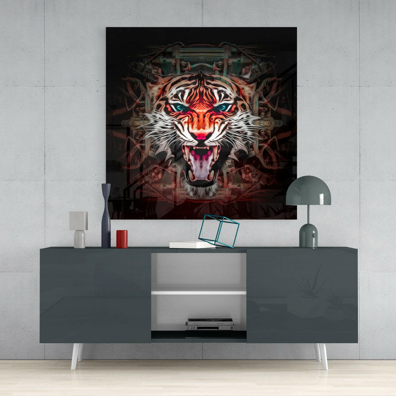 The Punishment Of The Lion Glass Wall Art | Insigne Art Design.