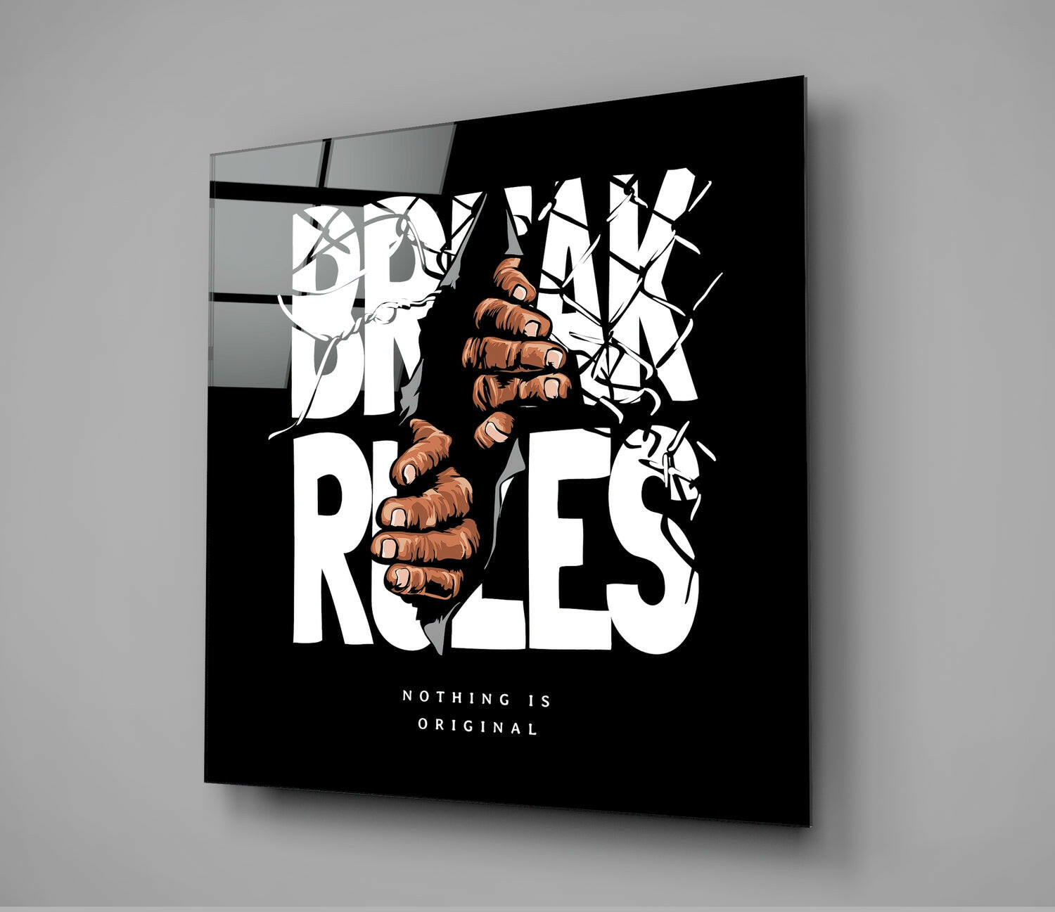 Rule Breaker Glass Wall Art | Insigne Art Design.