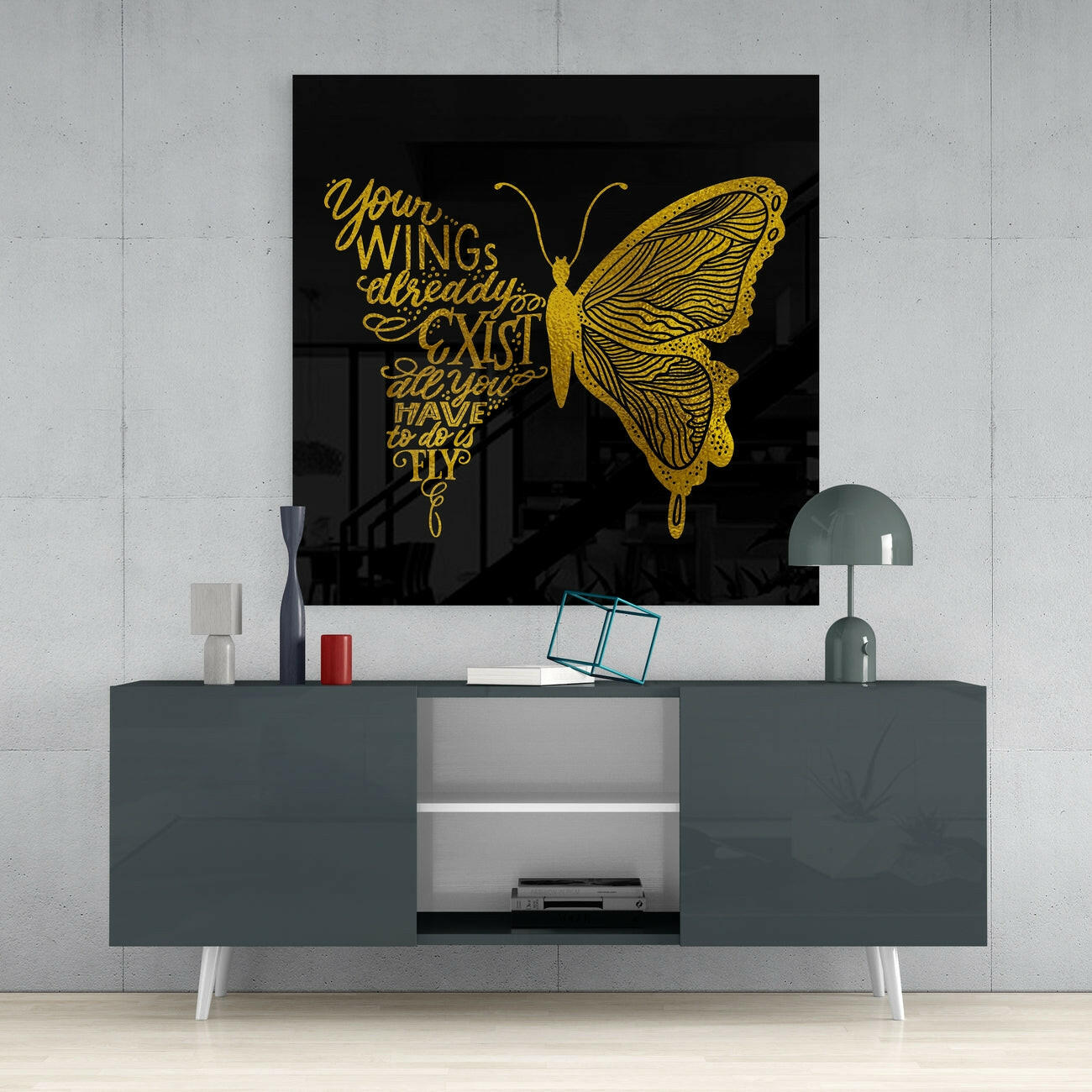 Your Wings Glass Wall Art | Insigne Art Design.