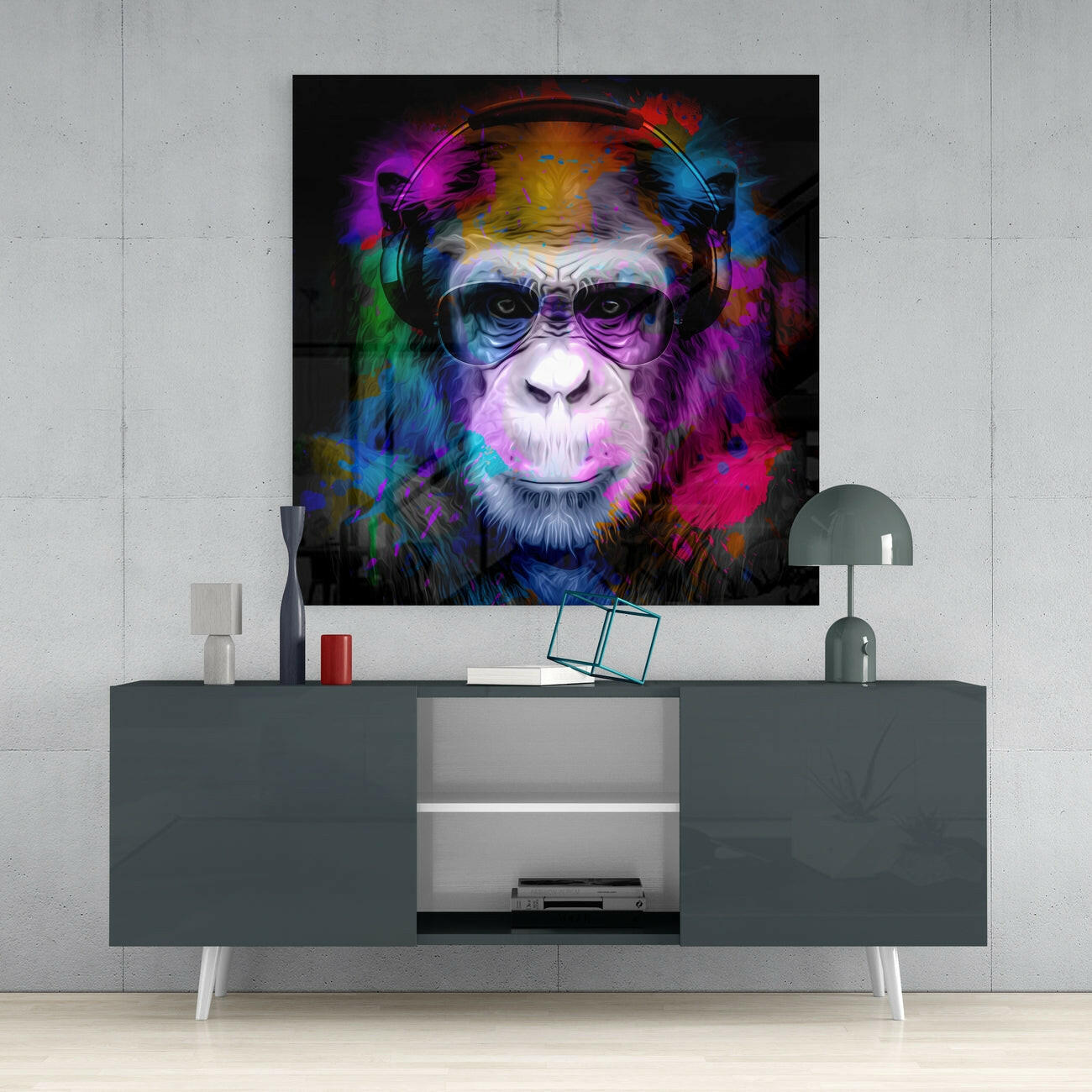Intellectual Monkey Glass Wall Art | Insigne Art Design.