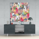 Cute Houses Glass Wall Art | Insigne Art Design.