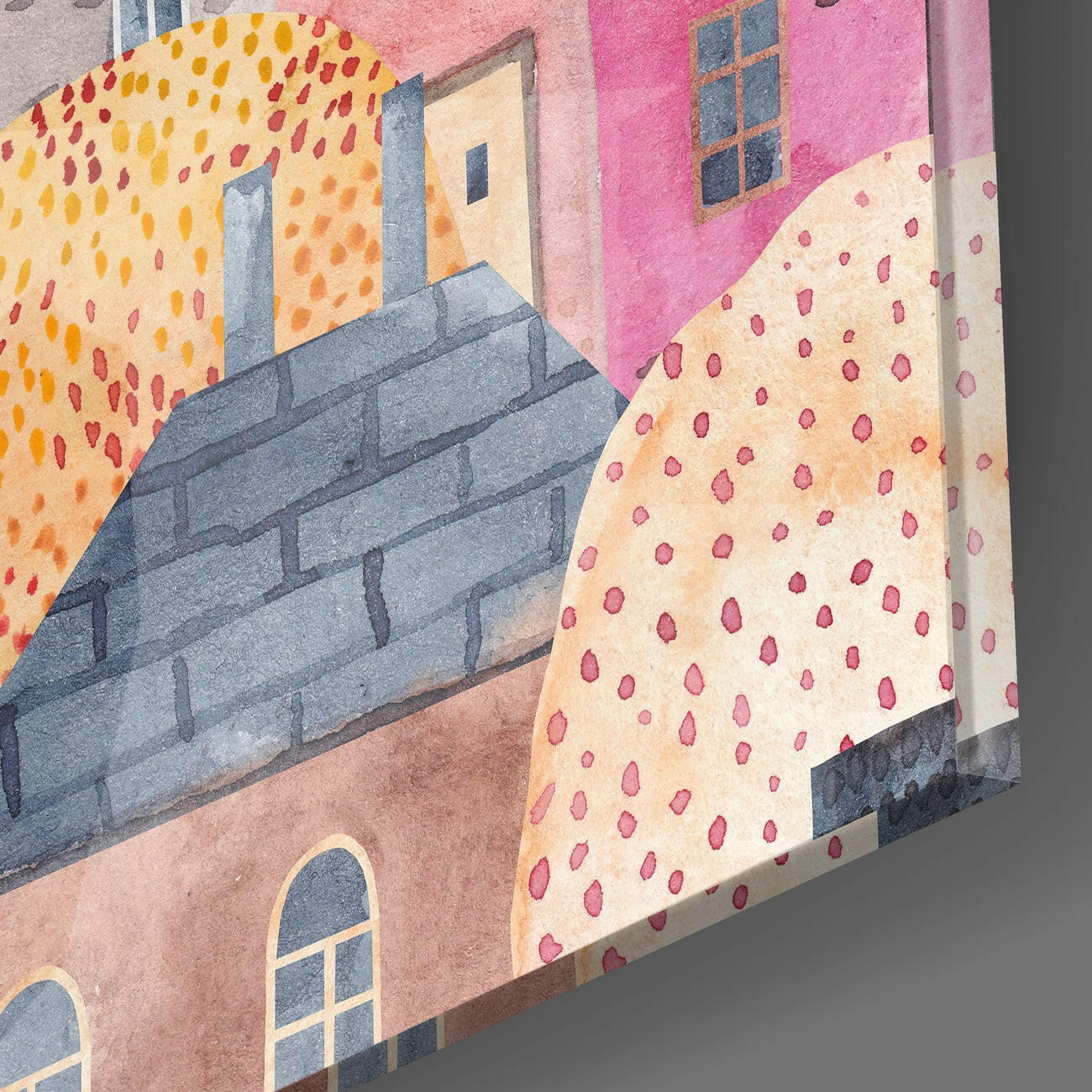 Cute Houses Glass Wall Art | Insigne Art Design.