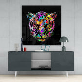Colored Tiger Glass Wall Art | Insigne Art Design.