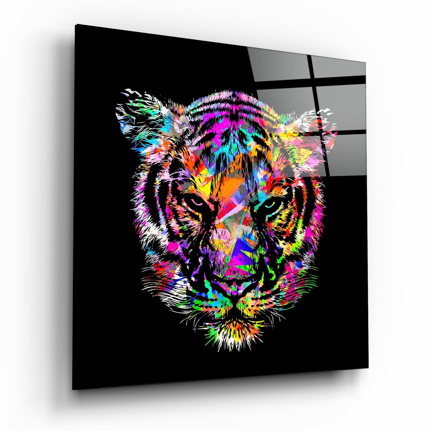 Colored Tiger Glass Wall Art | Insigne Art Design