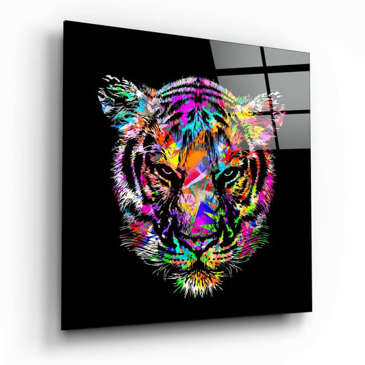 Colored Tiger Glass Wall Art | Insigne Art Design.