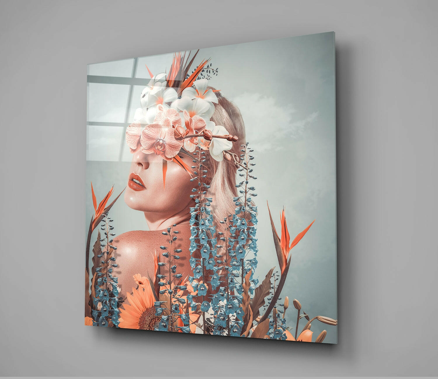 In The Flowers Glass Wall Art | Insigne Art Design.