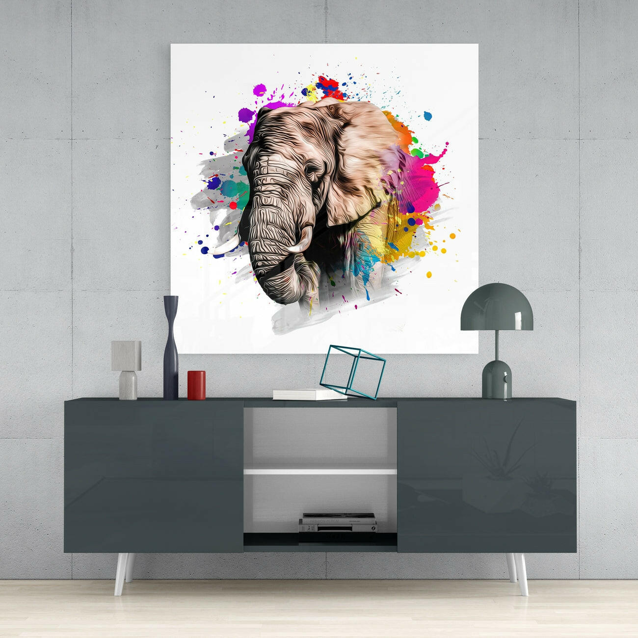 Elephant Glass Wall Art | Insigne Art Design.