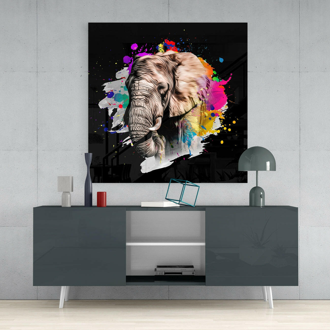 Elephant Glass Wall Art | Insigne Art Design.