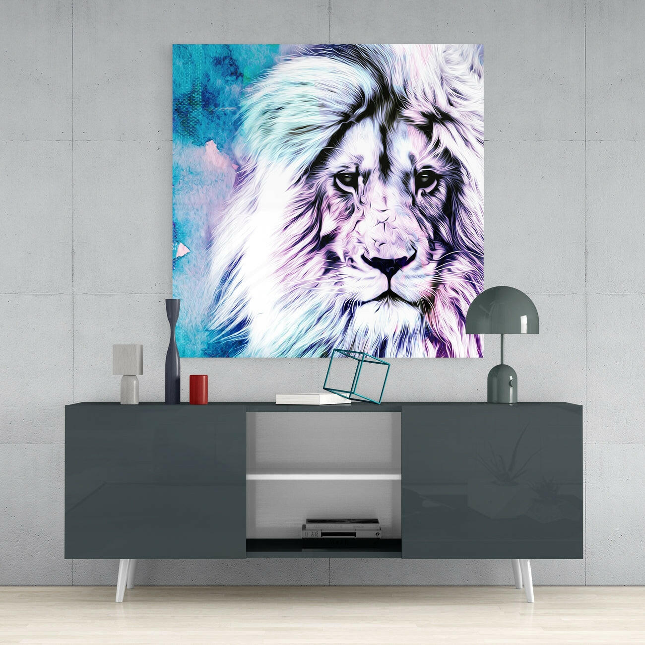 Lion Glass Wall Art | Insigne Art Design.