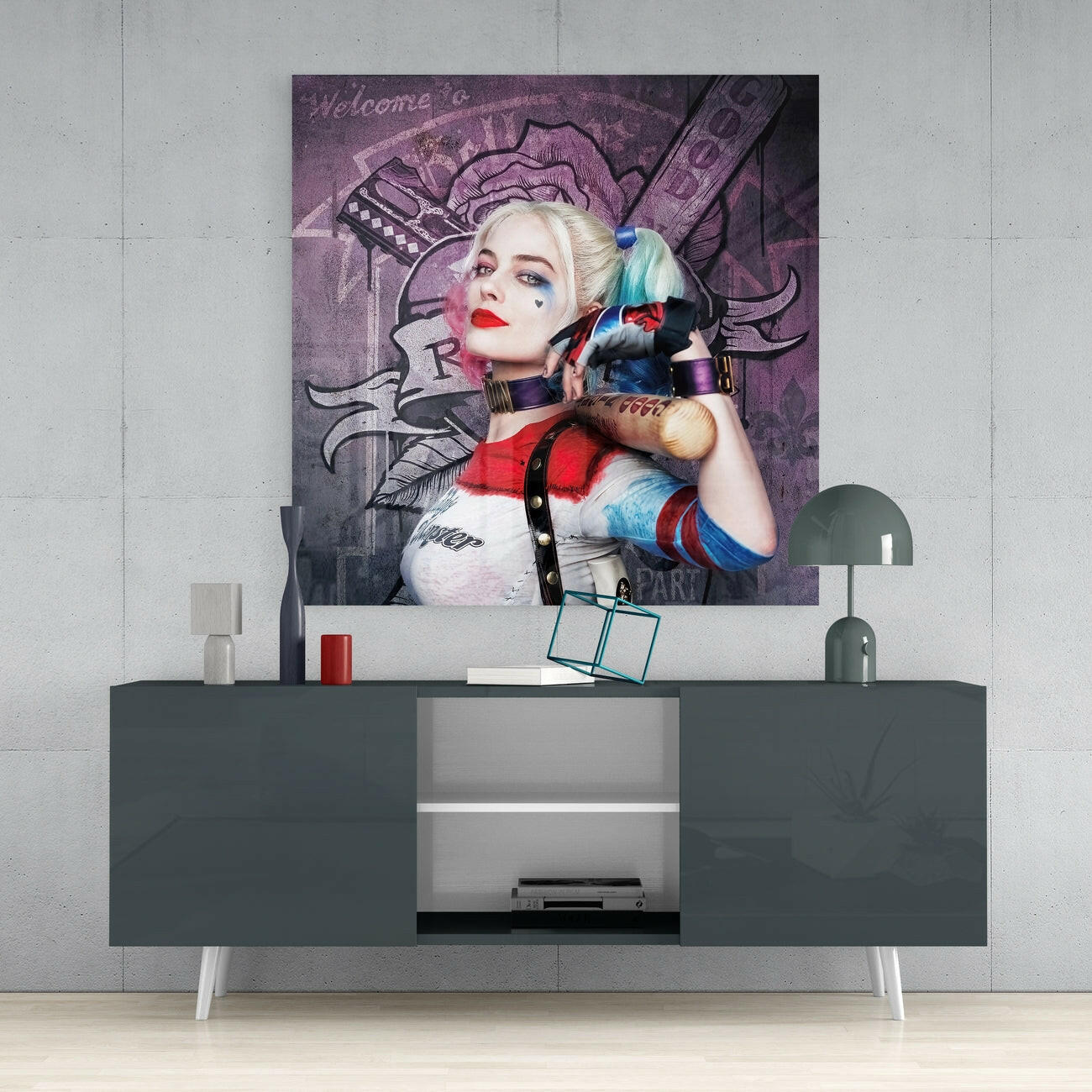Harley Quinn Glass Wall Art | Insigne Art Design.