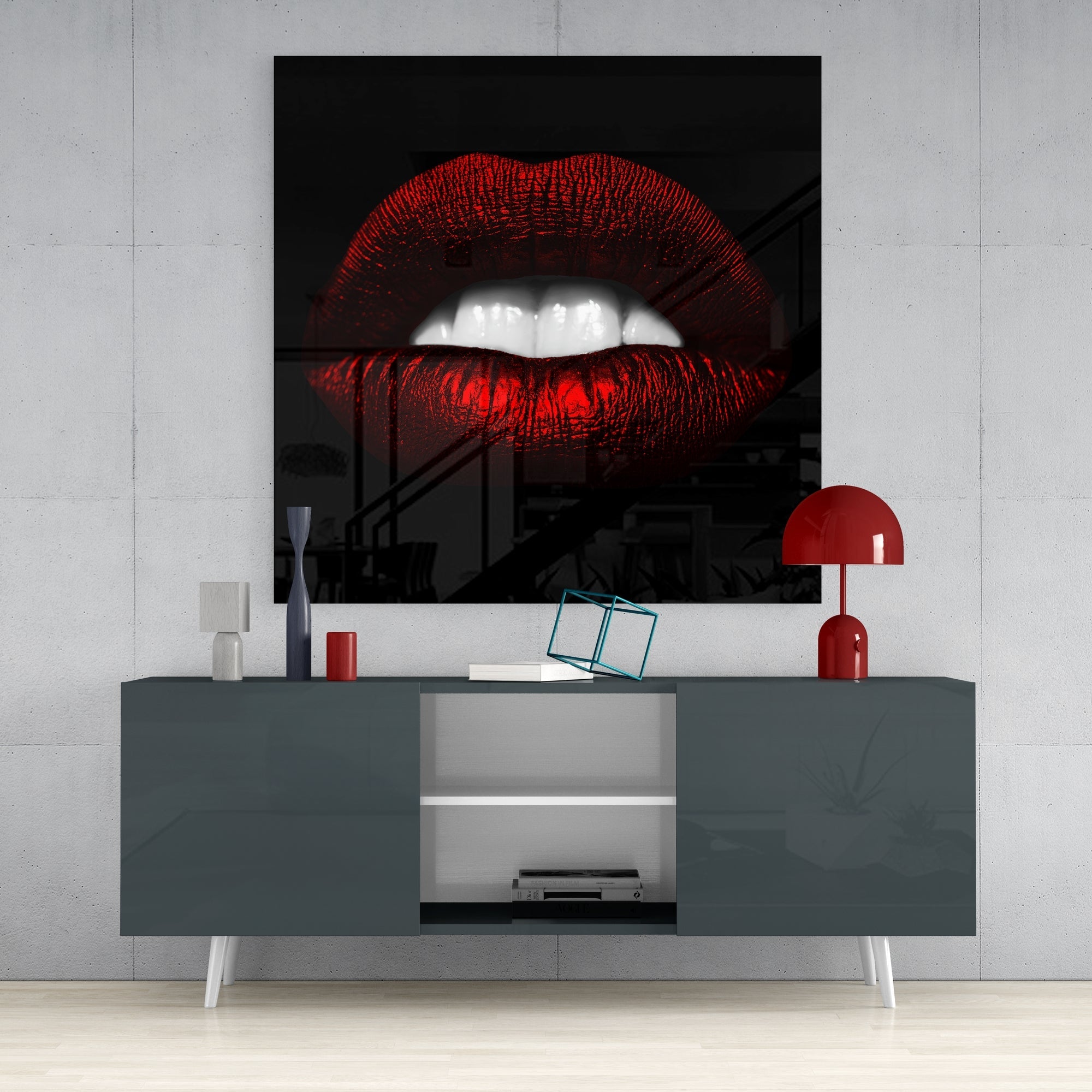 Red Lips Glass Wall Art.
