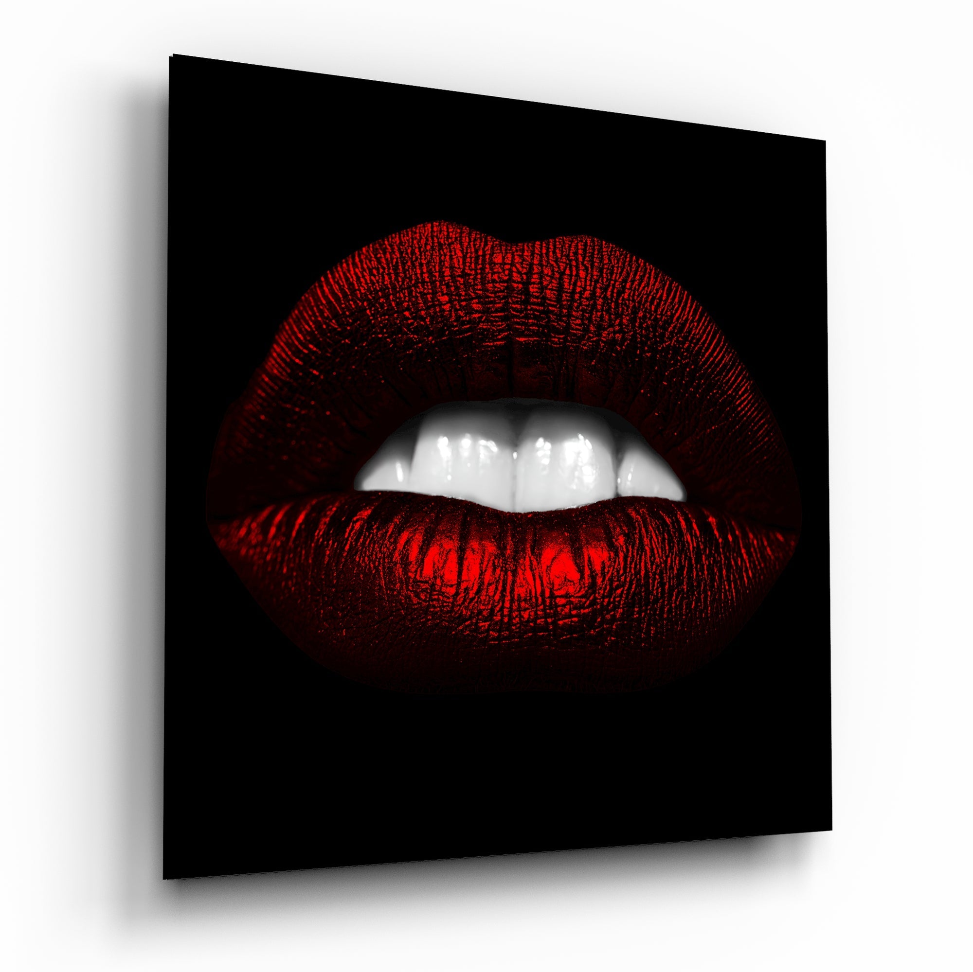 Red Lips Glass Wall Art