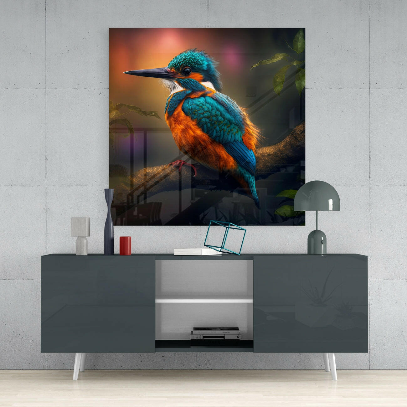 Kingfisher Glass Wall Art  || Designer Collection | Insigne Art Design.