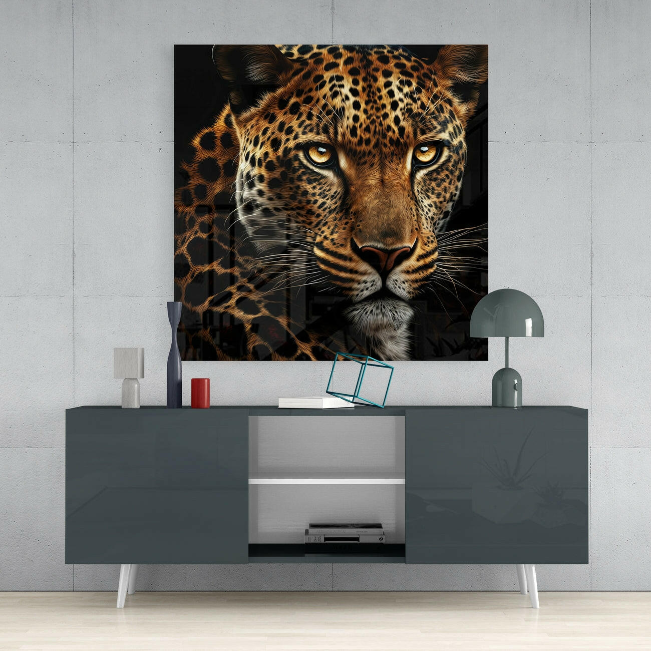 Leopard Glass Wall Art  || Designer Collection | Insigne Art Design.