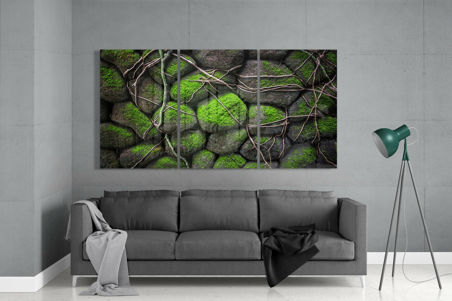 Mossy Stones Mega Glass Wall Art.