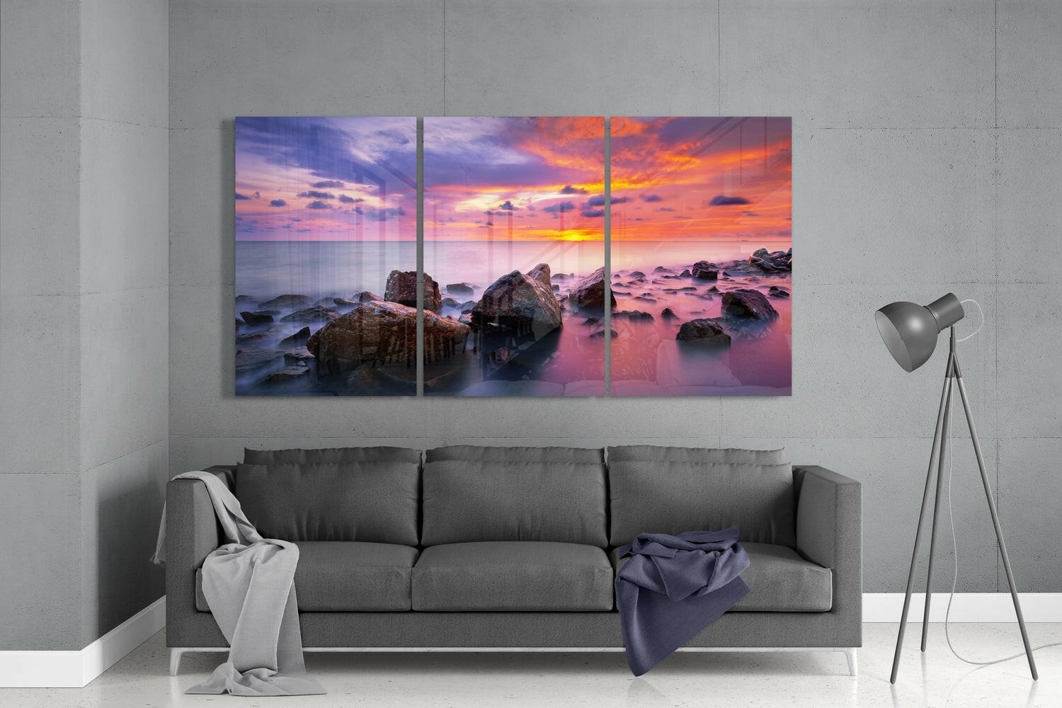 Red Sunset Mega Glass Wall Art.