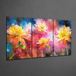 Yellow Flowers Mega Glass Wall Art.