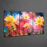 Yellow Flowers Mega Glass Wall Art | Insigne Art Design