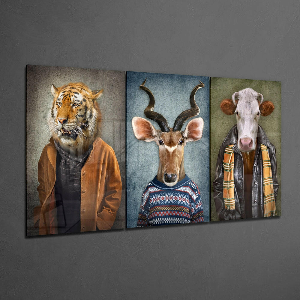 Animal Heads Mega Glass Wall Art.