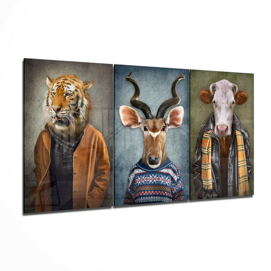 Animal Heads Mega Glass Wall Art.