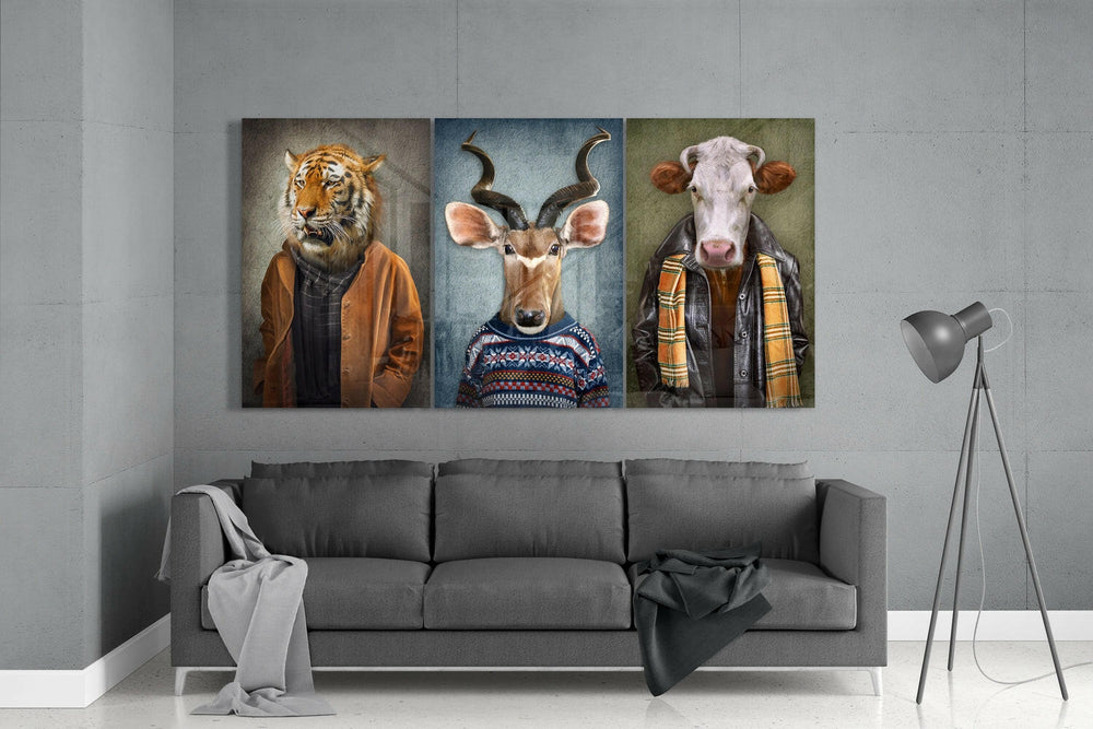 Animal Heads Mega Glass Wall Art.