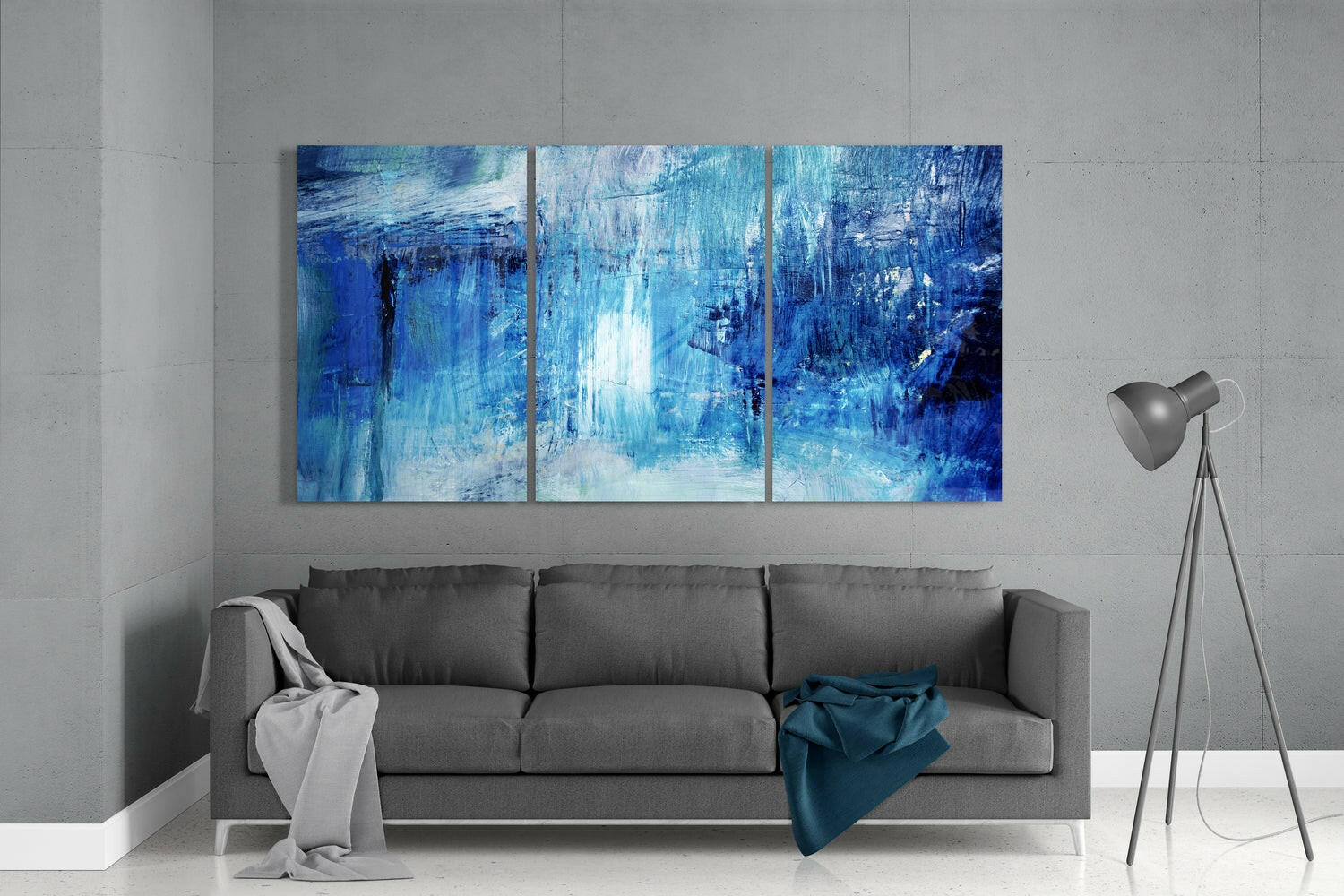 Abstract Blue Mega Glass Wall Art.