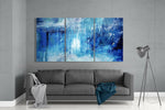 Abstract Blue Mega Glass Wall Art.