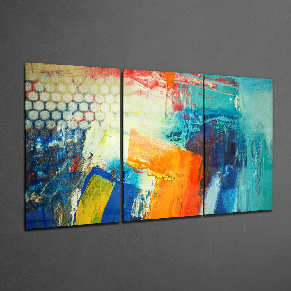 Colorful Brush Strokes Mega Glass Wall Art.