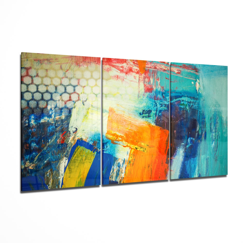 Colorful Brush Strokes Mega Glass Wall Art | Insigne Art Design